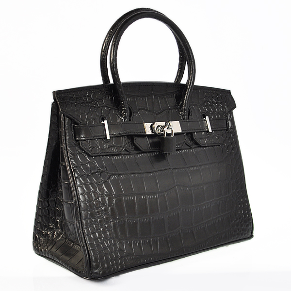 H30CSBS Hermes Birkin 30 CM Coccodrillo strisce in pelle nera wi